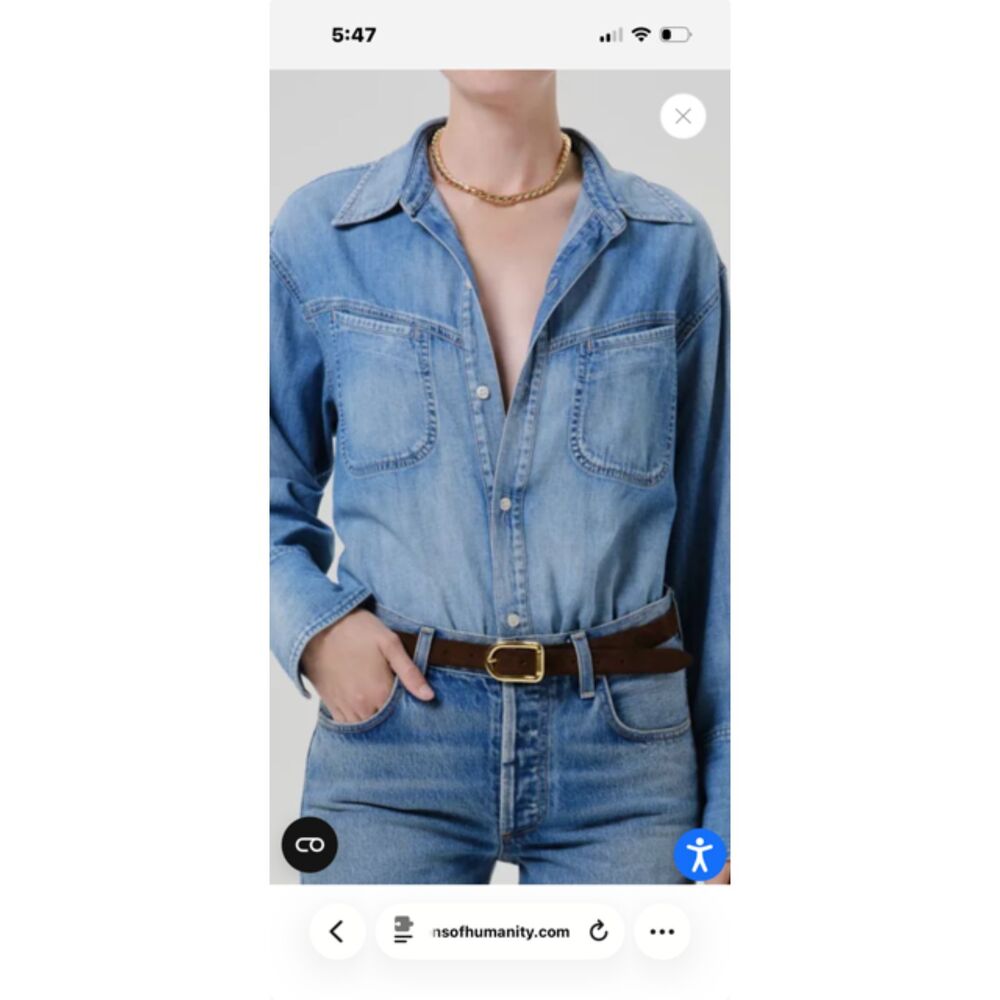 Citizens of Humanity Solene Shirt Small Japanese Denim Pearlized Buttons NWOT